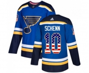 Adidas St. Louis Blues #10 Brayden Schenn Authentic Blue USA Flag Fashion NHL Jersey