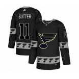 Adidas St. Louis Blues #11 Brian Sutter Authentic Black Team Logo Fashion NHL Jersey