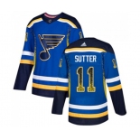 Adidas St. Louis Blues #11 Brian Sutter Authentic Blue Drift Fashion NHL Jersey