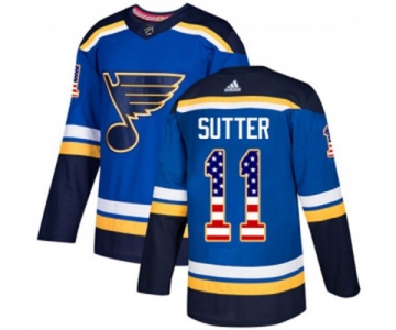 Adidas St. Louis Blues #11 Brian Sutter Authentic Blue USA Flag Fashion NHL Jersey