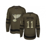 Adidas St. Louis Blues #11 Brian Sutter Green Salute to Service Stitched NHL Jersey