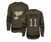 Adidas St. Louis Blues #11 Brian Sutter Green Salute to Service Stitched NHL Jersey