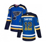 Adidas St. Louis Blues #12 Zach Sanford Authentic Blue Drift Fashion NHL Jersey