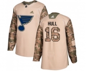 Adidas St. Louis Blues #16 Brett Hull Authentic Camo Veterans Day Practice NHL Jersey