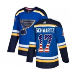 Adidas St. Louis Blues #17 Jaden Schwartz Authentic Blue USA Flag Fashion NHL Jersey