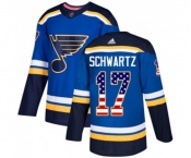 Adidas St. Louis Blues #17 Jaden Schwartz Authentic Blue USA Flag Fashion NHL Jersey