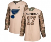 Adidas St. Louis Blues #17 Jaden Schwartz Authentic Camo Veterans Day Practice NHL Jersey