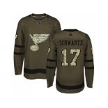 Adidas St. Louis Blues #17 Jaden Schwartz Green Salute to Service Stitched NHL Jersey