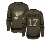 Adidas St. Louis Blues #17 Jaden Schwartz Green Salute to Service Stitched NHL Jersey