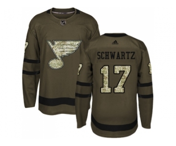 Adidas St. Louis Blues #17 Jaden Schwartz Green Salute to Service Stitched NHL Jersey