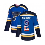 Adidas St. Louis Blues #2 Al Macinnis Authentic Blue USA Flag Fashion NHL Jersey