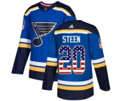 Adidas St. Louis Blues #20 Alexander Steen Authentic Blue USA Flag Fashion NHL Jersey