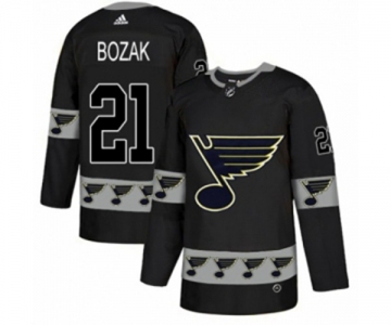 Adidas St. Louis Blues #21 Tyler Bozak Authentic Black Team Logo Fashion NHL Jersey