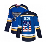 Adidas St. Louis Blues #21 Tyler Bozak Authentic Blue USA Flag Fashion NHL Jersey