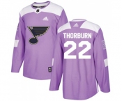 Adidas St. Louis Blues #22 Chris Thorburn Authentic Purple Fights Cancer Practice NHL Jersey