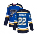 Adidas St. Louis Blues #22 Chris Thorburn Authentic Royal Blue Home NHL Jersey