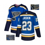 Adidas St. Louis Blues #23 Dmitrij Jaskin Authentic Royal Blue Fashion Gold NHL Jersey