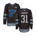 Adidas St. Louis Blues #31 Chad Johnson Authentic Black 1917-2017 100th Anniversary NHL Jersey