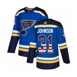 Adidas St. Louis Blues #31 Chad Johnson Authentic Blue USA Flag Fashion NHL Jersey