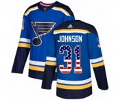 Adidas St. Louis Blues #31 Chad Johnson Authentic Blue USA Flag Fashion NHL Jersey