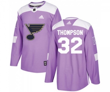 Adidas St. Louis Blues #32 Tage Thompson Authentic Purple Fights Cancer Practice NHL Jersey