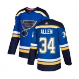 Adidas St. Louis Blues #34 Jake Allen Authentic Royal Blue Home NHL Jersey