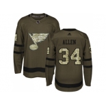 Adidas St. Louis Blues #34 Jake Allen Green Salute to Service Stitched NHL Jersey