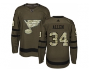 Adidas St. Louis Blues #34 Jake Allen Green Salute to Service Stitched NHL Jersey