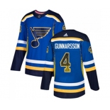 Adidas St. Louis Blues #4 Carl Gunnarsson Authentic Blue Drift Fashion NHL Jersey