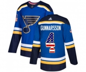 Adidas St. Louis Blues #4 Carl Gunnarsson Authentic Blue USA Flag Fashion NHL Jersey