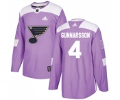 Adidas St. Louis Blues #4 Carl Gunnarsson Authentic Purple Fights Cancer Practice NHL Jersey