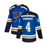 Adidas St. Louis Blues #4 Carl Gunnarsson Authentic Royal Blue Home NHL Jersey