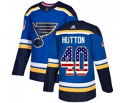 Adidas St. Louis Blues #40 Carter Hutton Authentic Blue USA Flag Fashion NHL Jersey