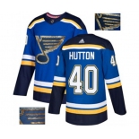 Adidas St. Louis Blues #40 Carter Hutton Authentic Royal Blue Fashion Gold NHL Jersey