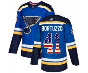 Adidas St. Louis Blues #41 Robert Bortuzzo Authentic Blue USA Flag Fashion NHL Jersey