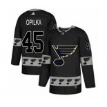 Adidas St. Louis Blues #45 Luke Opilka Authentic Black Team Logo Fashion NHL Jersey