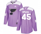 Adidas St. Louis Blues #45 Luke Opilka Authentic Purple Fights Cancer Practice NHL Jersey