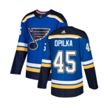 Adidas St. Louis Blues #45 Luke Opilka Authentic Royal Blue Home NHL Jersey