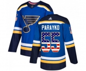 Adidas St. Louis Blues #55 Colton Parayko Authentic Blue USA Flag Fashion NHL Jersey