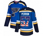 Adidas St. Louis Blues #57 David Perron Authentic Blue USA Flag Fashion NHL Jersey