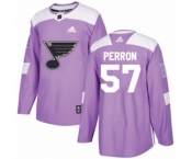 Adidas St. Louis Blues #57 David Perron Authentic Purple Fights Cancer Practice NHL Jersey