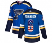 Adidas St. Louis Blues #6 Joel Edmundson Authentic Blue USA Flag Fashion NHL Jersey