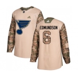 Adidas St. Louis Blues #6 Joel Edmundson Authentic Camo Veterans Day Practice NHL Jersey