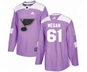 Adidas St. Louis Blues #61 Wade Megan Authentic Purple Fights Cancer Practice NHL Jersey