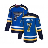 Adidas St. Louis Blues #7 Joe Mullen Authentic Blue Drift Fashion NHL Jersey