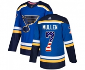 Adidas St. Louis Blues #7 Joe Mullen Authentic Blue USA Flag Fashion NHL Jersey