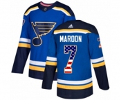 Adidas St. Louis Blues #7 Patrick Maroon Authentic Blue USA Flag Fashion NHL Jersey