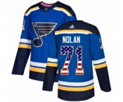 Adidas St. Louis Blues #71 Jordan Nolan Authentic Blue USA Flag Fashion NHL Jersey