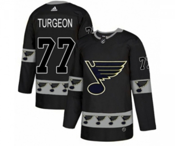 Adidas St. Louis Blues #77 Pierre Turgeon Authentic Black Team Logo Fashion NHL Jersey