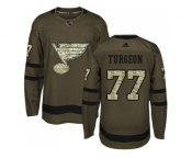 Adidas St. Louis Blues #77 Pierre Turgeon Green Salute to Service Stitched NHL Jersey